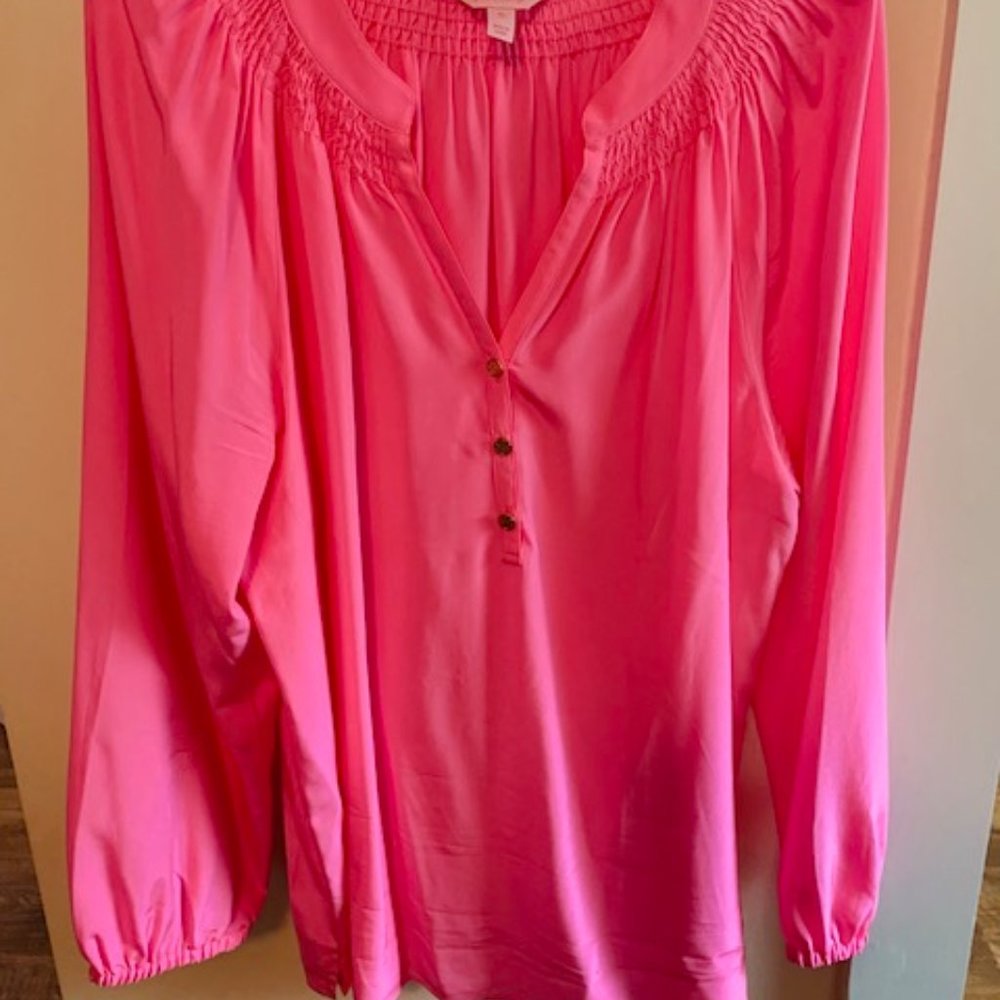 Pink Lilly Pulitzer Elsa Silk Top